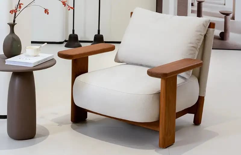  MIGLIO Teak upholstered Lounge Chair Outdoor M071 Back