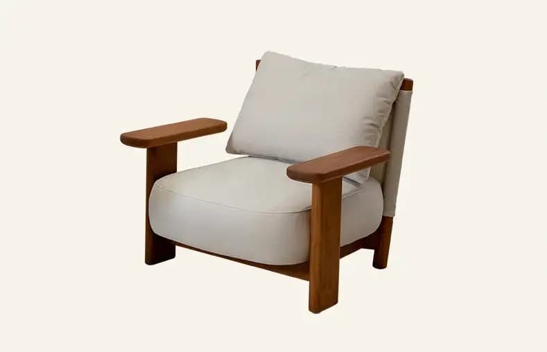  MIGLIO Teak upholstered Lounge Chair Outdoor M071