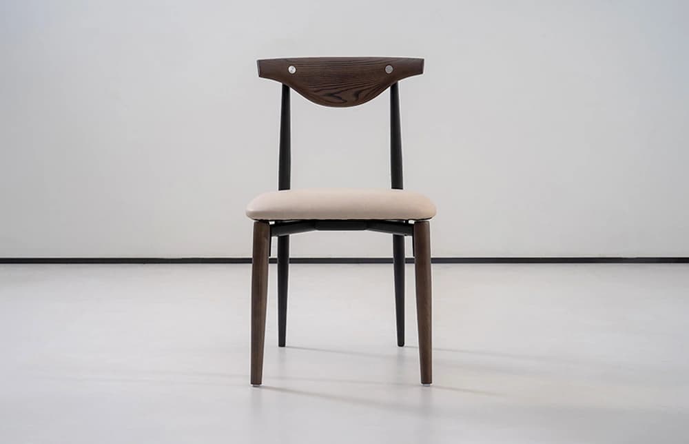 Modern Metal Wooden Upholstered Dining Room Chair MY202 thumbnail 3