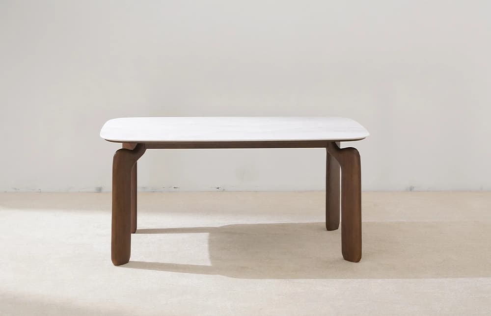 Modern Marble Rectangle Dining Table with Ash Wooden Legs TD1020 thumbnail 3