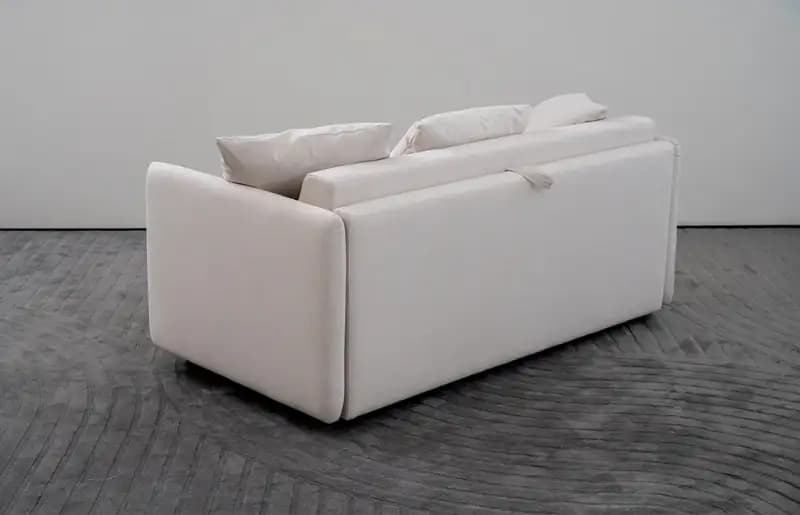 Minimalist Wispfold Beige Pull Out Sleeper Sofa bed 2 Seater M184-A Back