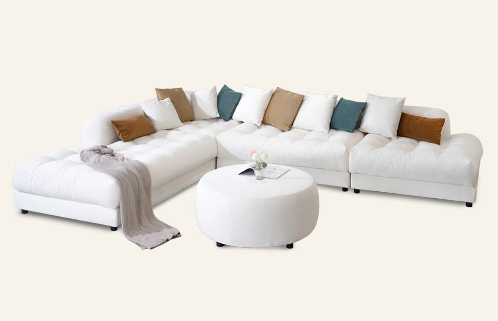 White Luna cloud Sectional Sofa M074 thumbnail 3