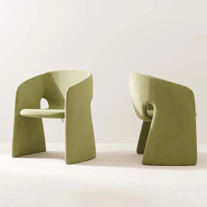 Italian Modern Green Velvet Dining Armchair thumbnail 3