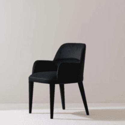 Modern Minimalist Black Velvet Upholstered Backrest Dining Armchair Back