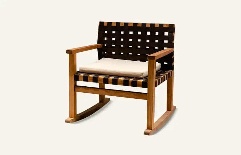 Trapani Teak Wooden Woven Rocking Chair Patio with Cushion HC46