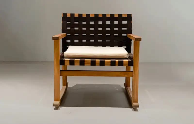 Trapani Teak Wooden Woven Rocking Chair Patio with Cushion HC46 Back